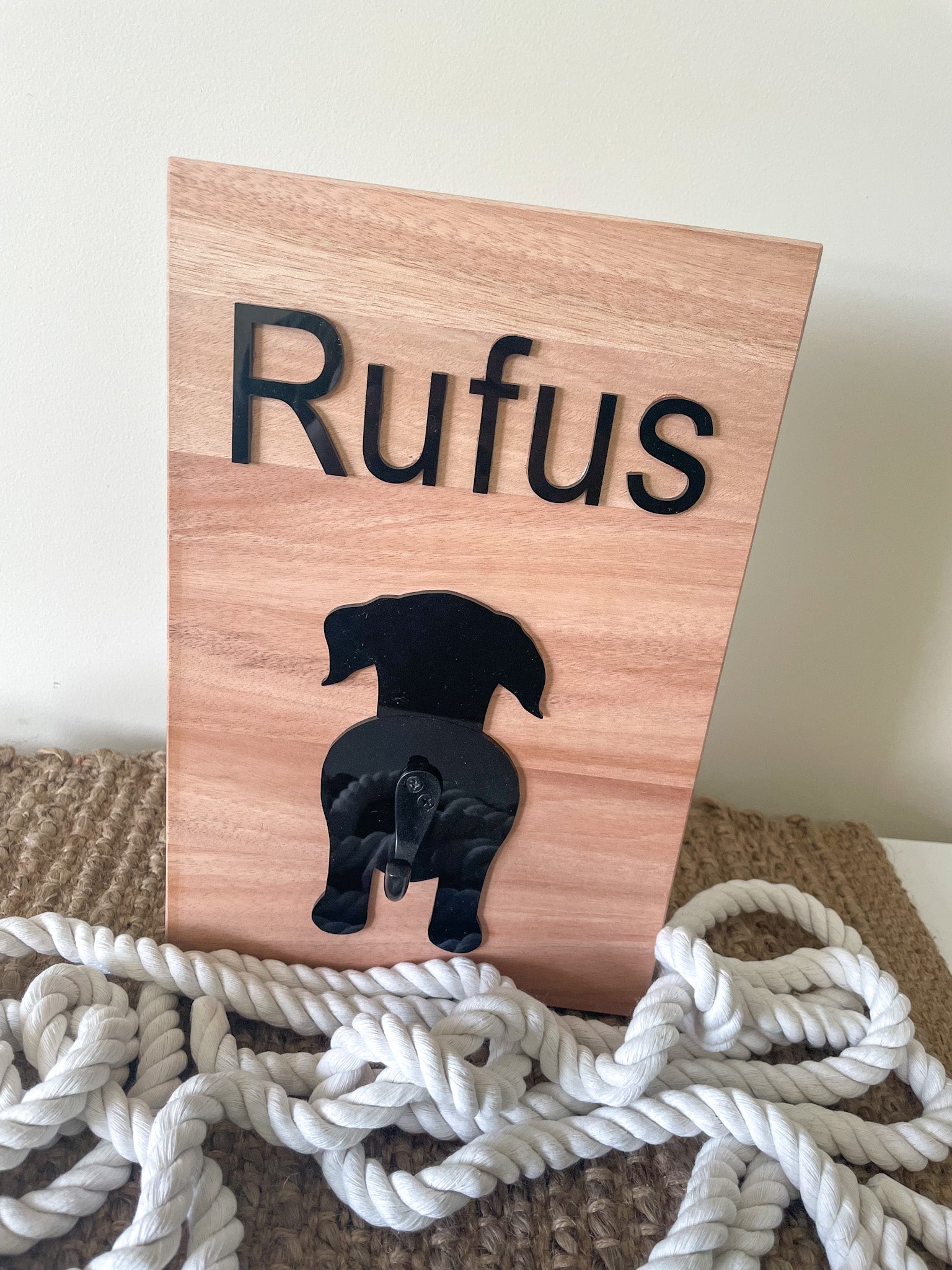 wooden pet lead holder