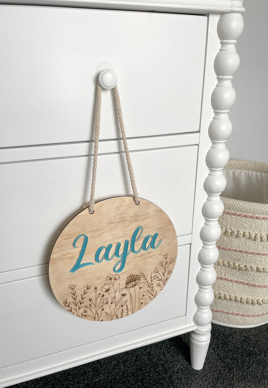 wooden name plaque