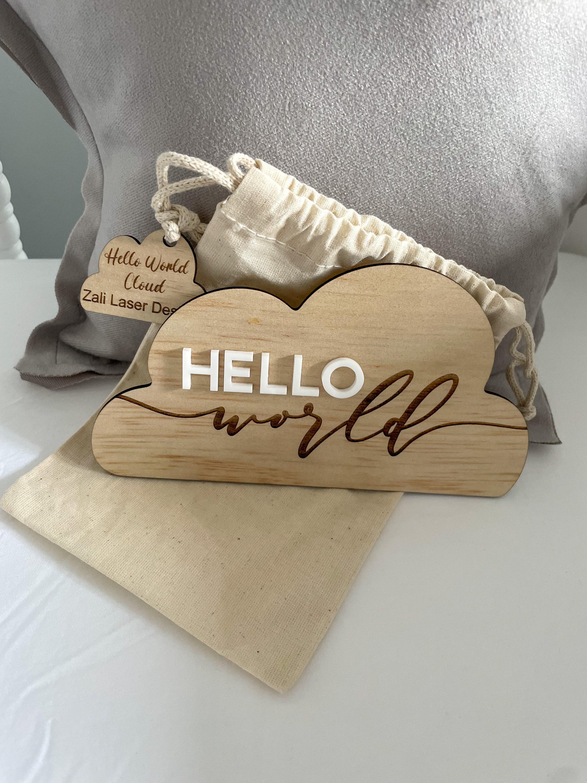 wooden hello world disc