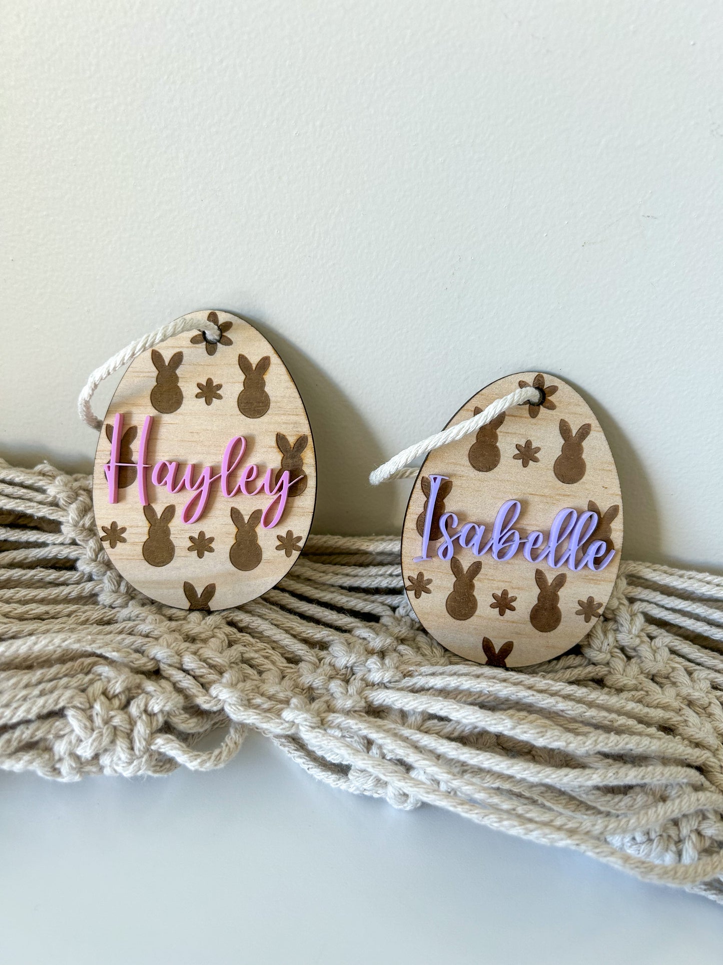 Easter egg tag with bunnies