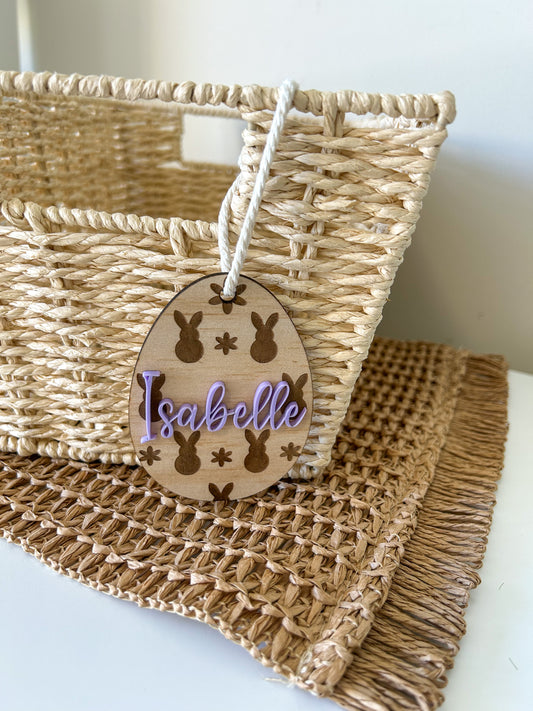 Easter egg tag with bunnies