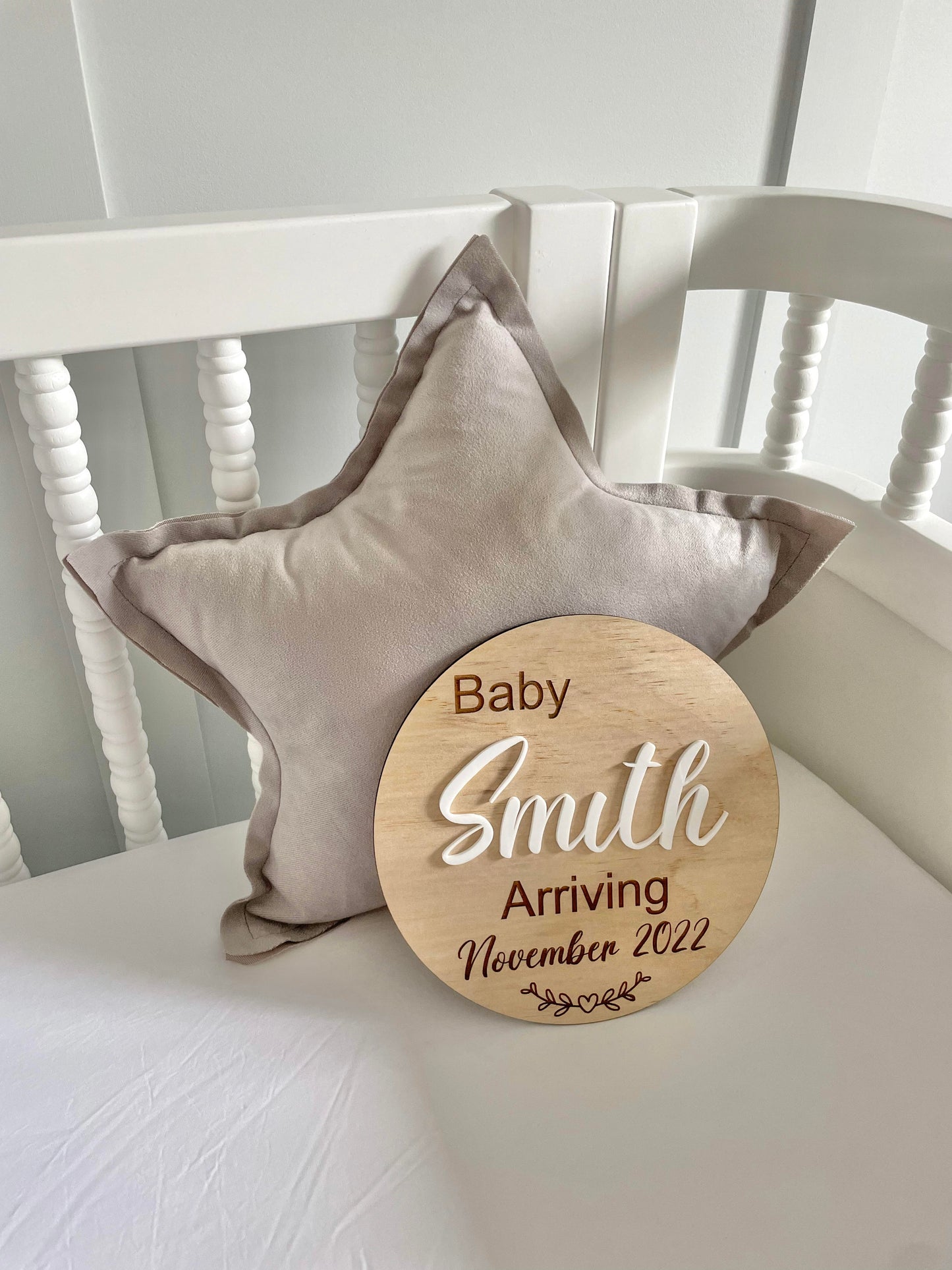 wooden pregnancy announcement