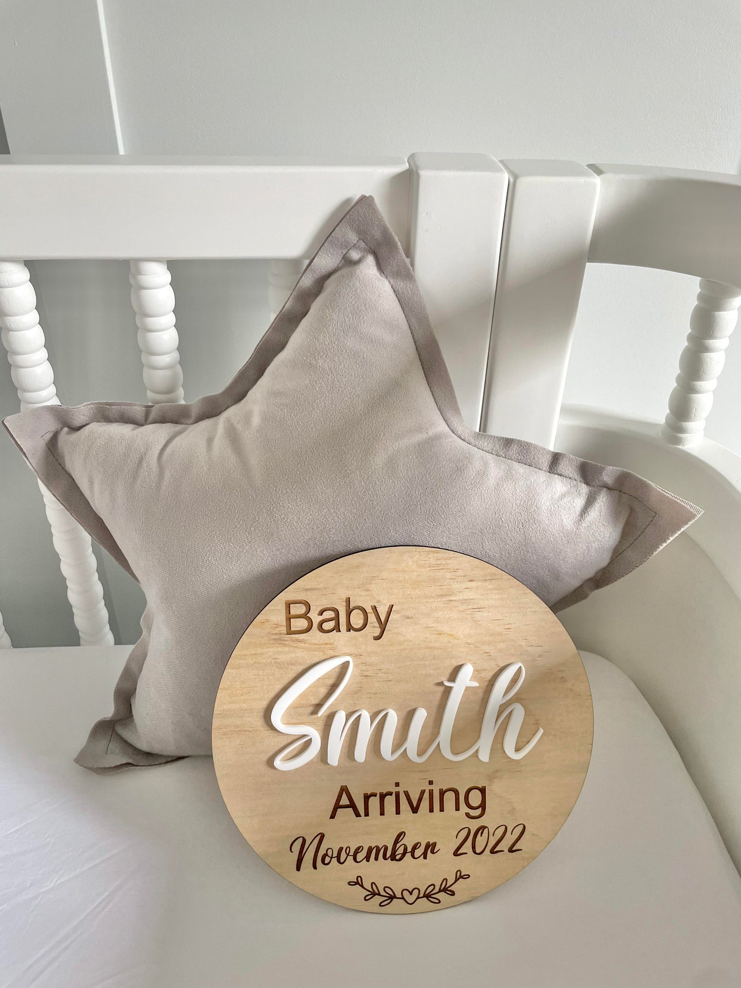 wooden pregnancy announcement