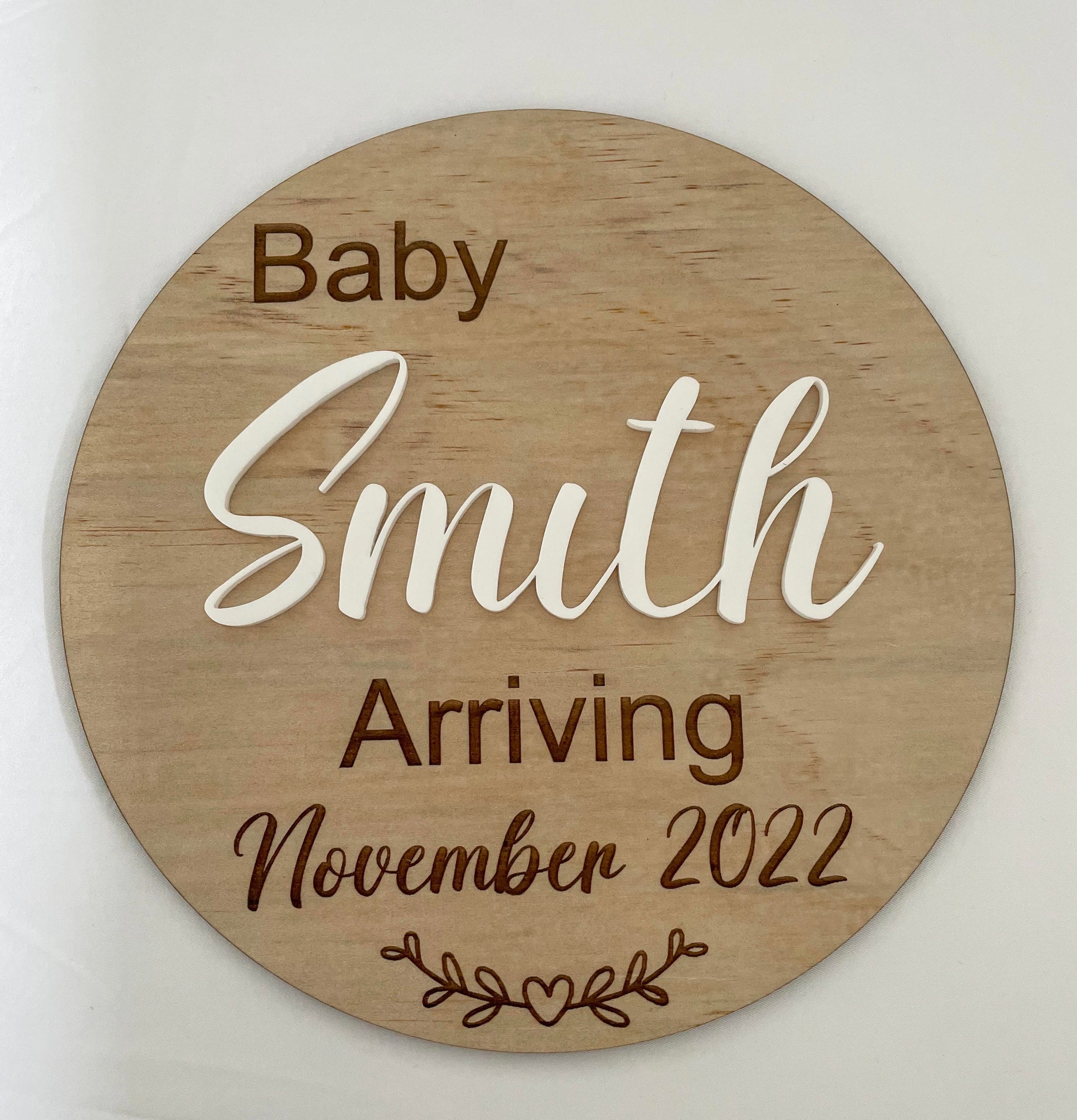 wooden baby announcement